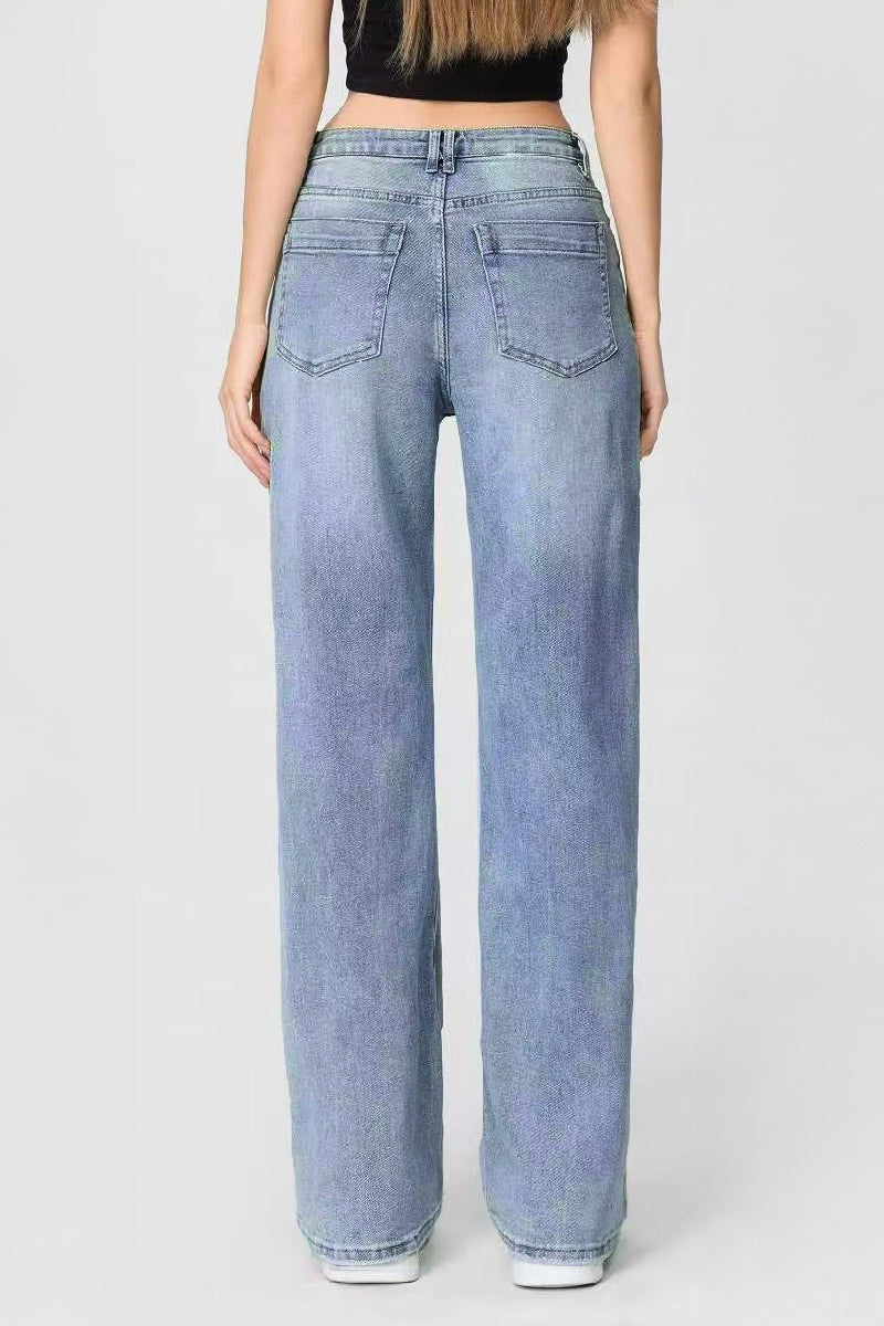 Casual Patchwork Irregular Stitching Flared Jeans