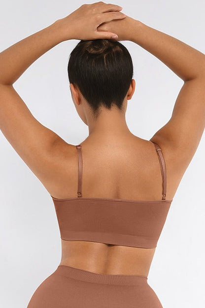 Versatile Non-Wired Full Cup Push-Up Bra, Solid Adjustable Spaghetti Strap Soft Breathable Wirefree Bra