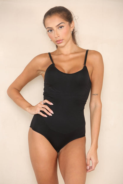 Versatile Solid Color Thin Straps Shaping Bodysuit
