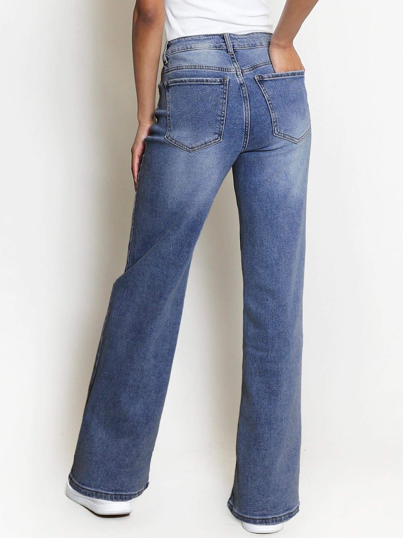 Petite Casual Mid Rise Denim Multi Pocket Stretchy Jeans
