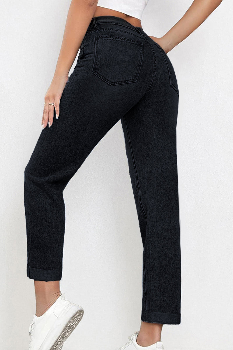 Casual Mid Rise Solid Slim Fit Jeans