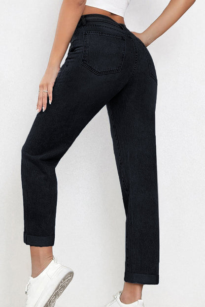 Casual Mid Rise Solid Slim Fit Jeans