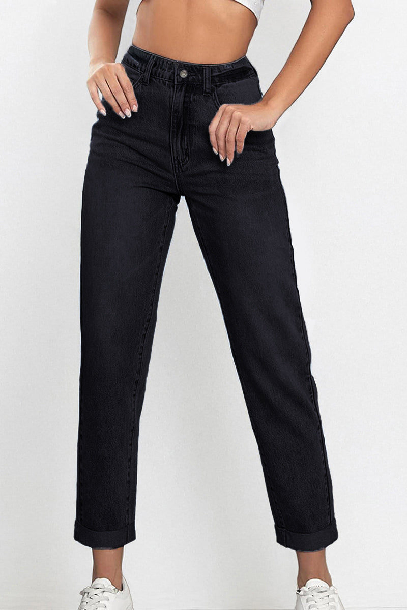 Casual Mid Rise Solid Slim Fit Jeans