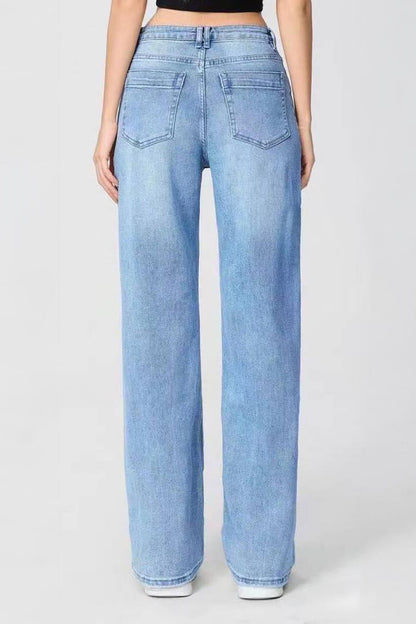 Casual Patchwork Irregular Stitching Flared Jeans