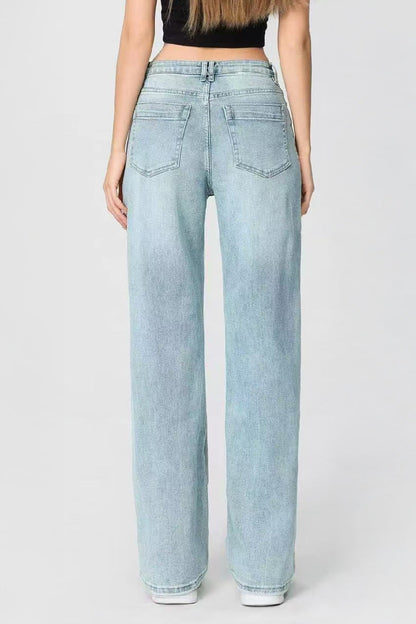 Casual Patchwork Irregular Stitching Flared Jeans