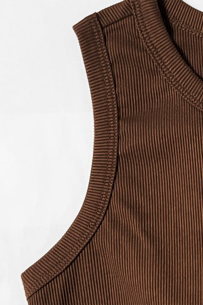 Solid Shelf-Bra Tank Top & Wide-Leg Trousers Summer Co-ord Set