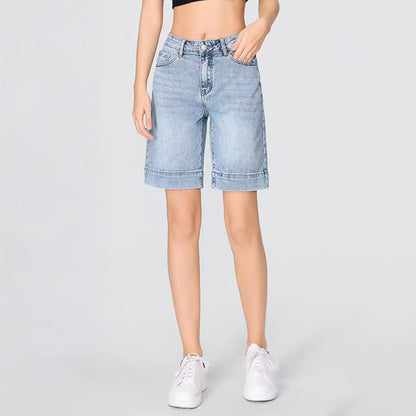 Punk Mid-Rise Loose Straight Ripped Denim Shorts