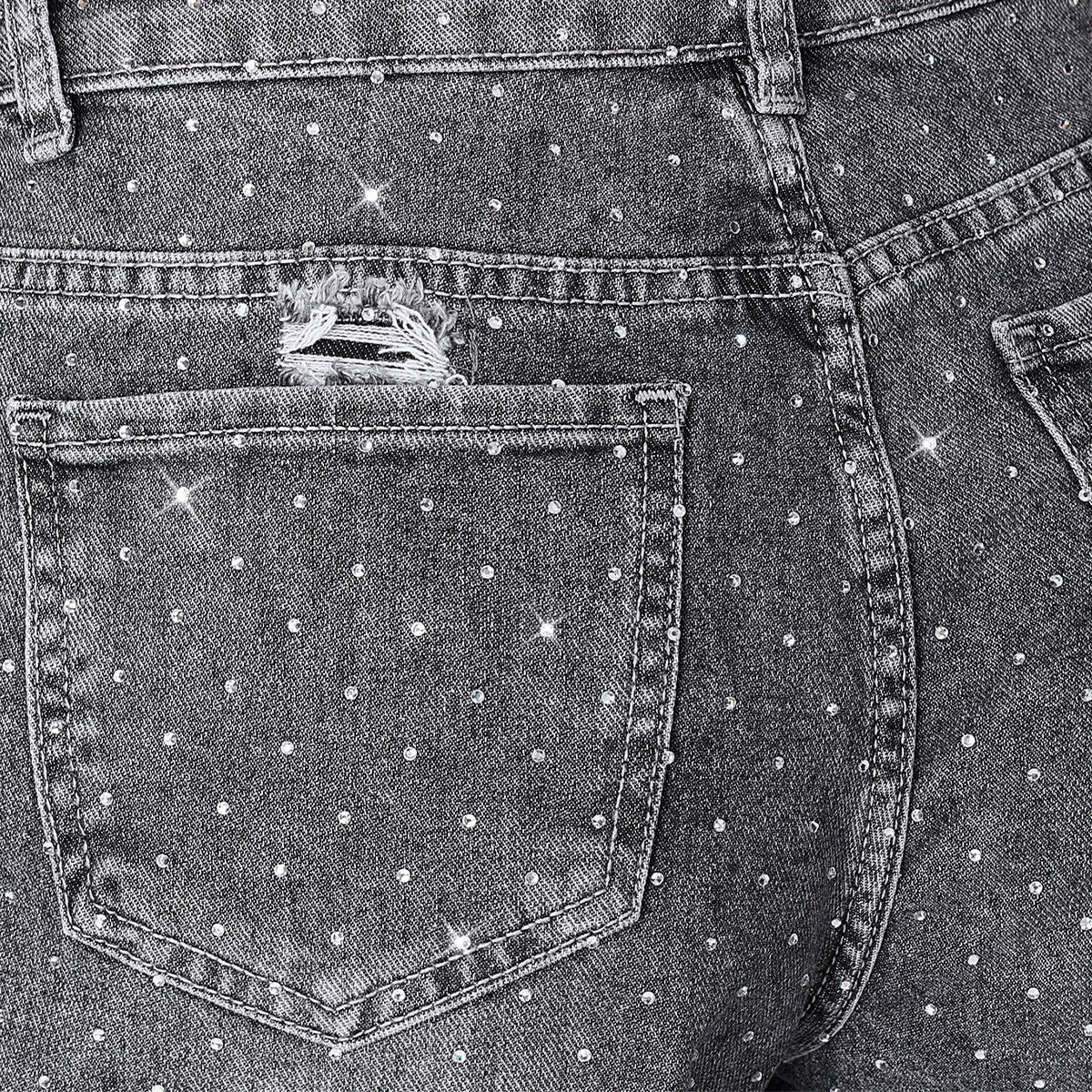 Punk Mid-Rise Loose Straight Ripped Denim Shorts