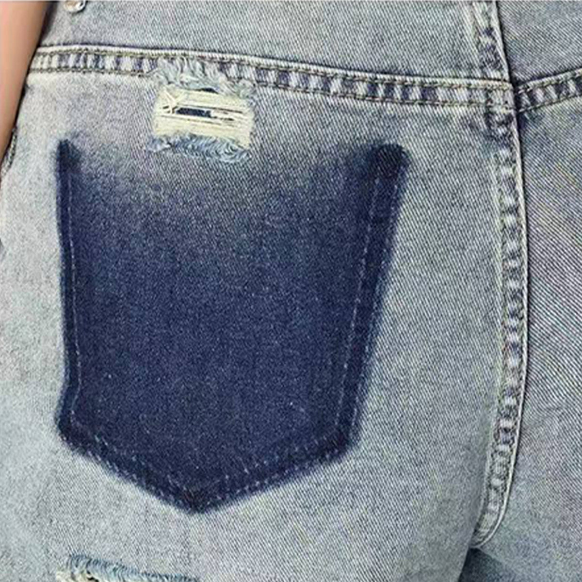 Punk Mid-Rise Loose Straight Ripped Denim Shorts