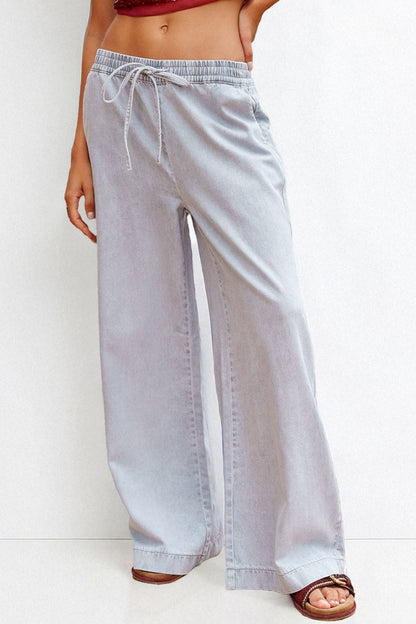 Leisure Low Rise Drawstring Wide Leg Trousers