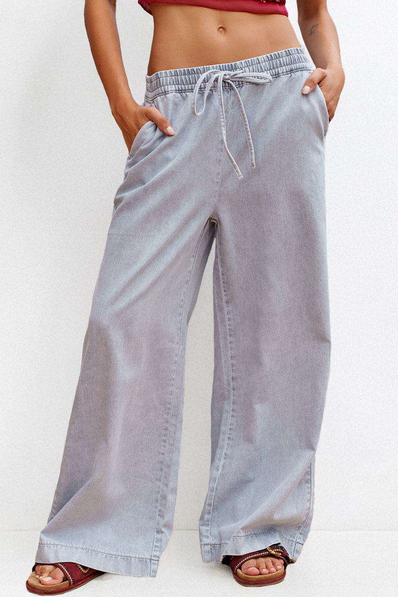 Leisure Low Rise Drawstring Wide Leg Trousers