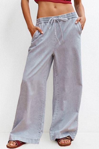 Leisure Low Rise Drawstring Wide Leg Trousers