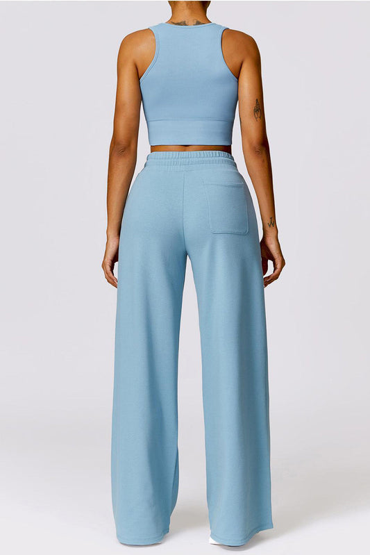 Athleisure Plain U Neck Seamless Shaping Crop Tank With Cups