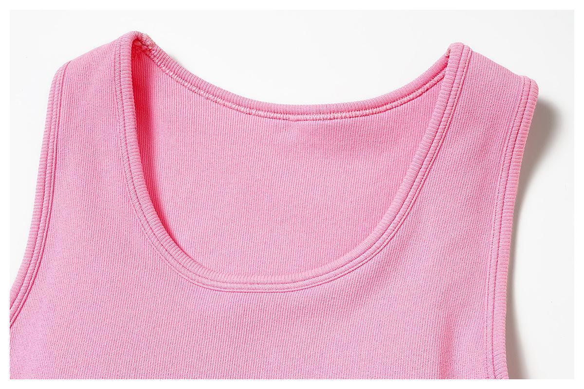 Athleisure Plain U Neck Seamless Shaping Crop Tank With Cups