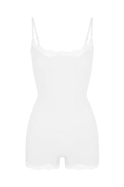 Lace Series Women's Spaghetti Strap Lace Trim Breathable Playsuit