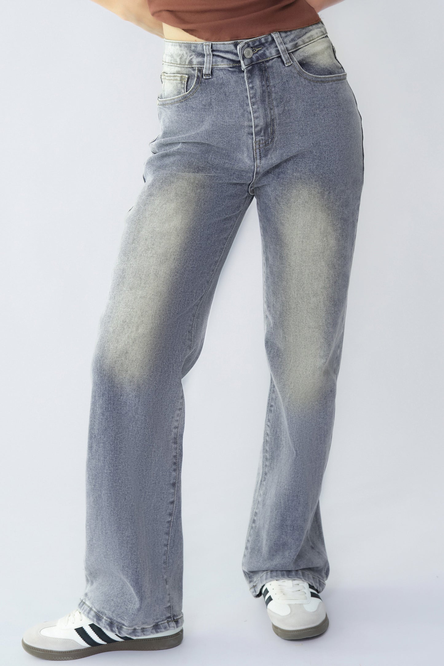 Petite Casual Mid Rise Denim Multi Pocket Stretchy Jeans