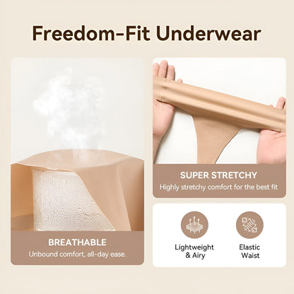 Nera Women's Seamless Cotton Thongs (3-Pack)