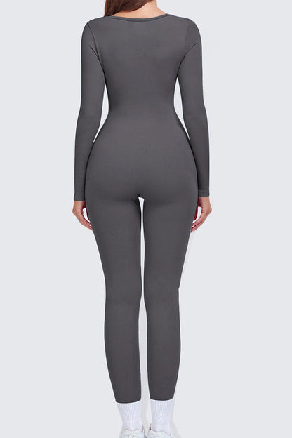 Athletic Seamless U Neck Long Sleeve Shaping Jumpsuit