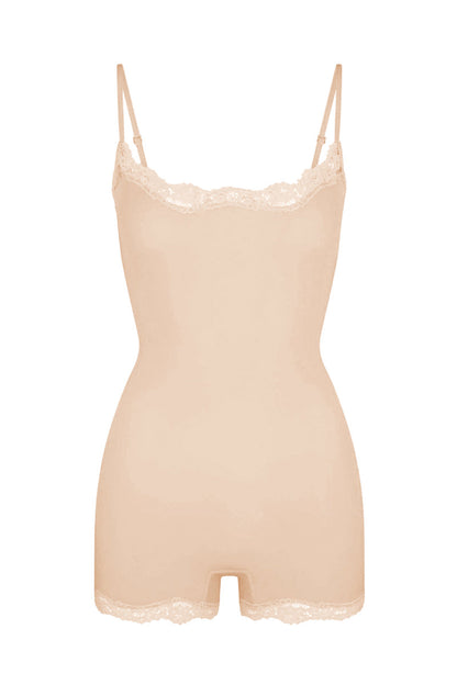 Lace Series Women's Spaghetti Strap Lace Trim Breathable Playsuit