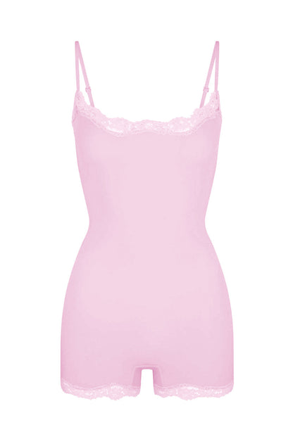 Lace Series Women's Spaghetti Strap Lace Trim Breathable Playsuit