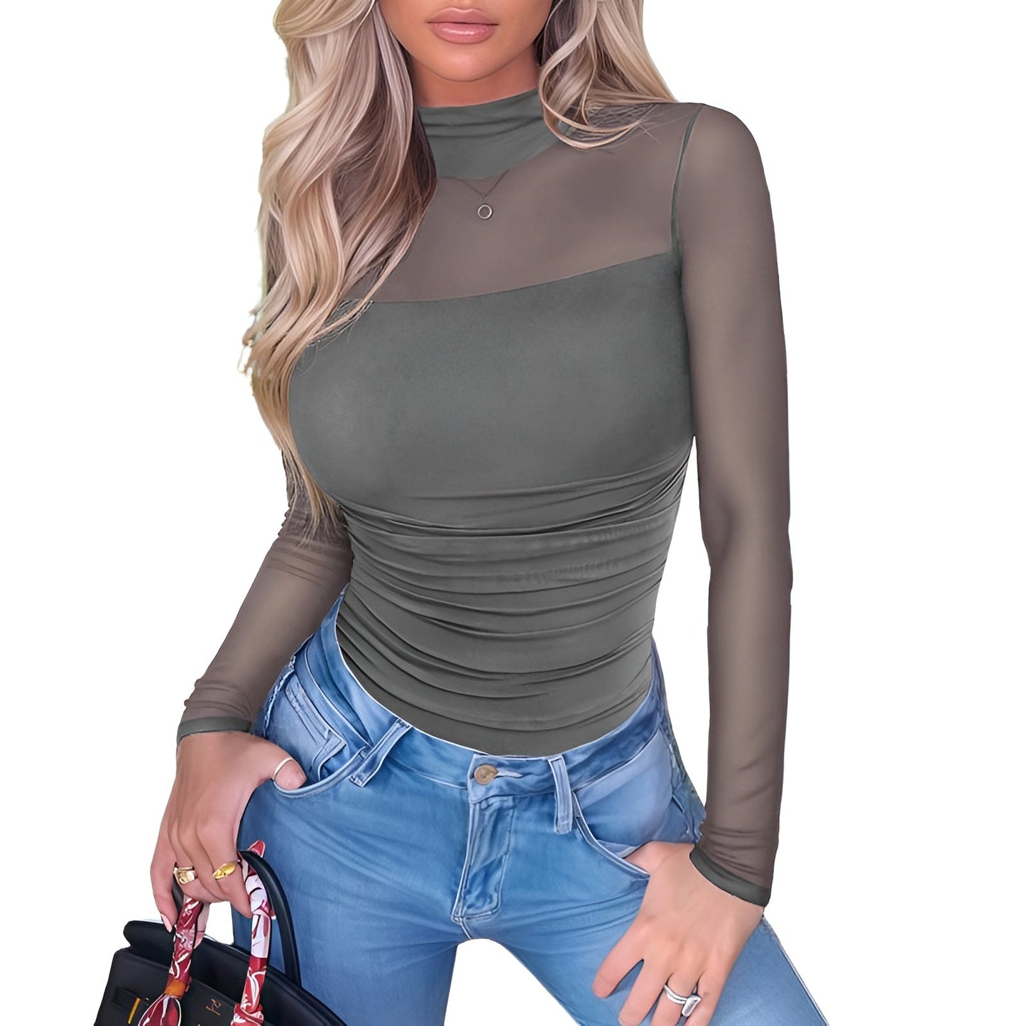 NERA Mesh Turtleneck Bodysuit